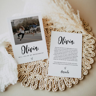 Tarjeta de propuesta de dama de honor con foto