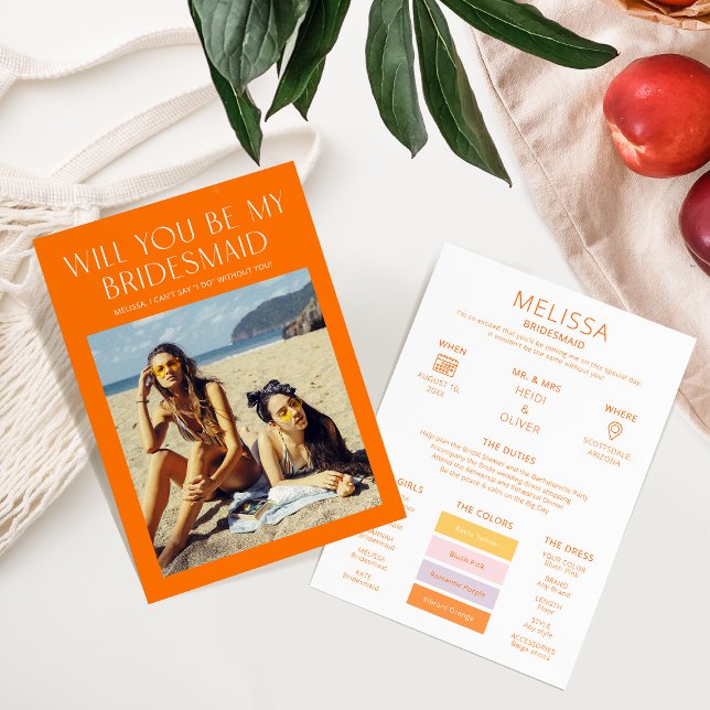 Tarjeta de propuesta de dama de honor con foto de  (Subido por el creador)