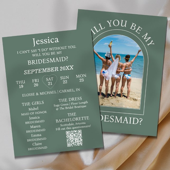 Tarjeta de propuesta de dama de honor con foto ¿Qu (Pop the question to your bridal party with this Photo Will You Be My Bridesmaid Proposal Card! )