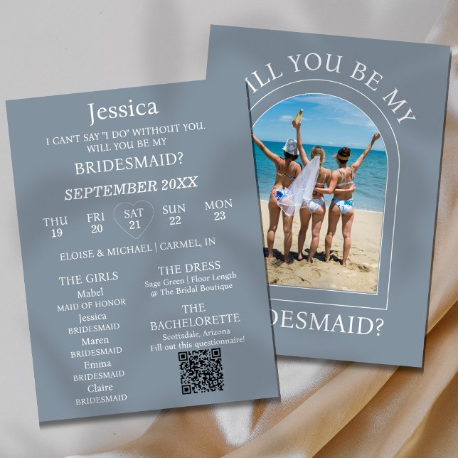 Tarjeta de propuesta de dama de honor con foto ¿Qu (Pop the question to your bridal party with this Photo Will You Be My Bridesmaid Proposal Card! )