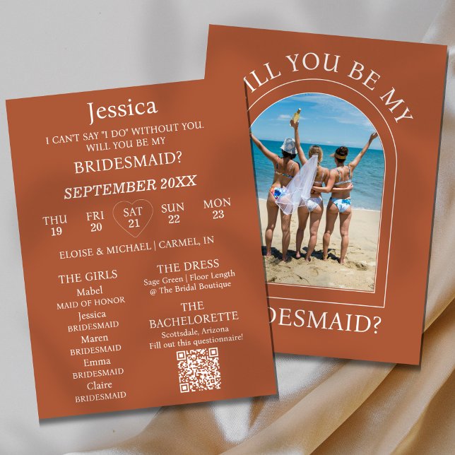 Tarjeta de propuesta de dama de honor con foto ¿Qu (Pop the question to your bridal party with this Will You Be My Bridesmaid Proposal Letter!)