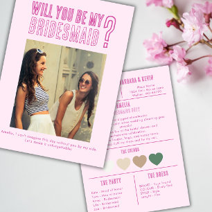 Tarjeta de propuesta de dama de honor con foto ros