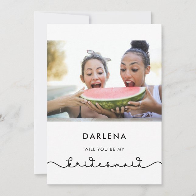Tarjeta de propuesta de dama de honor con fuente s (Anverso)