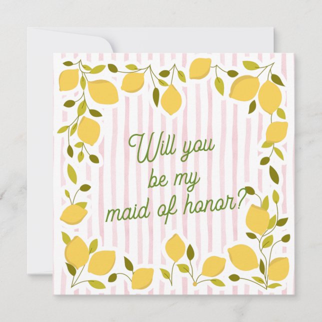 Tarjeta de propuesta de dama de honor con raya ros (Anverso)