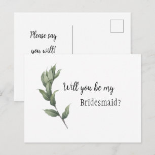 Tarjeta de propuesta de dama de honor con vegetaci
