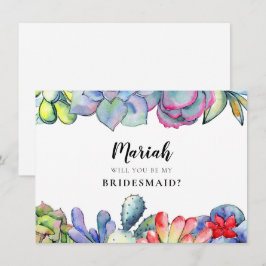 Tarjeta de propuesta de dama de honor de cactus su