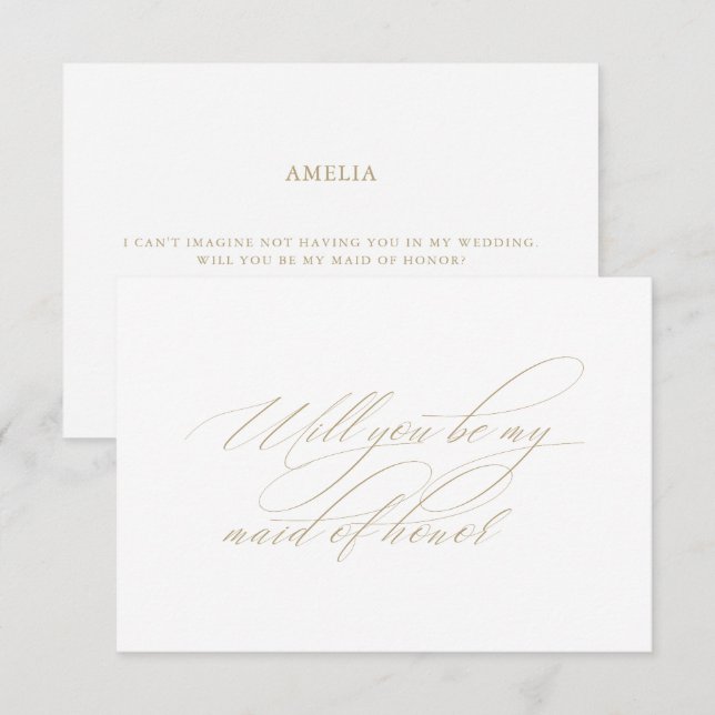 Tarjeta de propuesta de dama de honor de caligrafí (Anverso / Reverso)