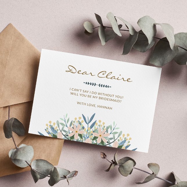 Tarjeta de propuesta de dama de honor de flor silv (Subido por el creador)