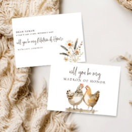 Tarjeta de propuesta de dama de honor de pollo rús