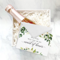 Tarjeta de propuesta de dama de honor de rosas bla