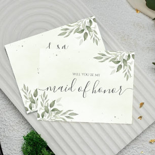 Tarjeta de propuesta de dama de honor de verde sal
