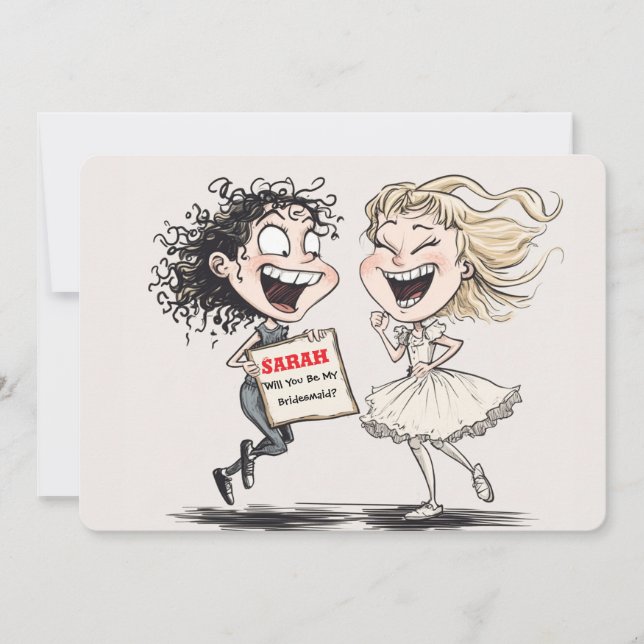 Tarjeta de Propuesta de Dama de Honor Divertida Pe (Anverso)