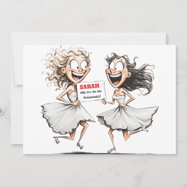 Tarjeta de Propuesta de Dama de Honor Divertida Pe (Anverso)