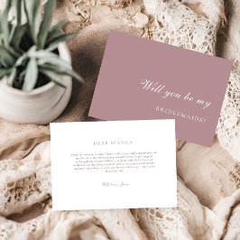 Tarjeta de propuesta de dama de honor Dusty Rose