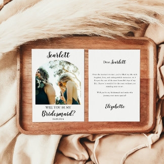 Tarjeta de propuesta de dama de honor elegante con