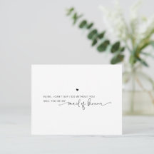 Tarjeta de propuesta de dama de honor en blanco y