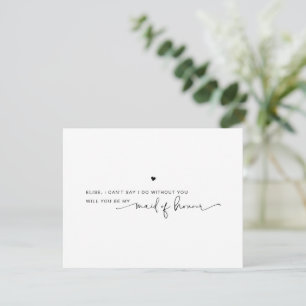Tarjeta de propuesta de dama de honor en blanco y