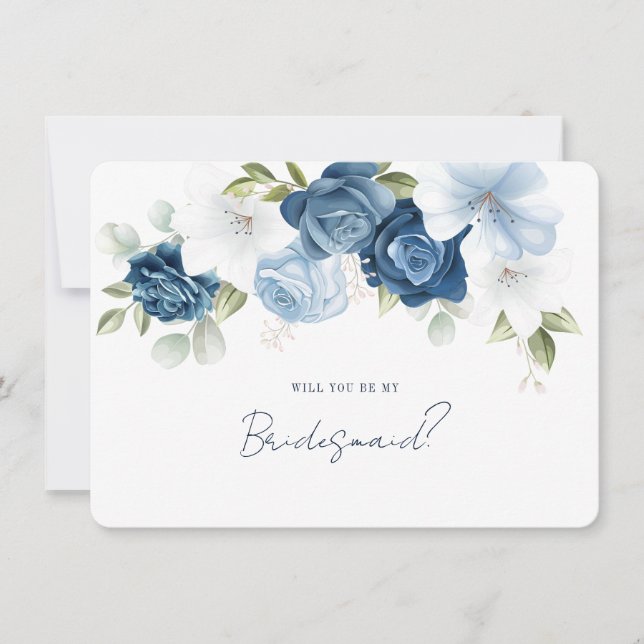 Tarjeta de propuesta de dama de honor floral acuar (Anverso)