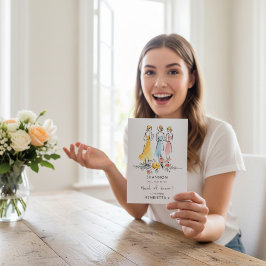 Tarjeta de propuesta de dama de honor floral acuar