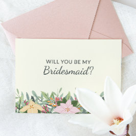 Tarjeta de propuesta de dama de honor floral de bo