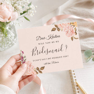 Tarjeta de propuesta de dama de honor floral Victo