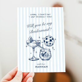 Tarjeta de propuesta de dama de honor gris vintage