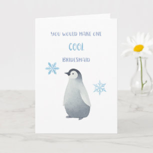 Tarjeta de propuesta de dama de honor Pingüino