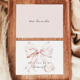 Tarjeta de propuesta de dama de honor rosa