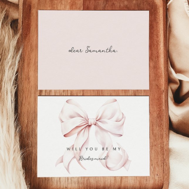 Tarjeta de propuesta de dama de honor rosa (Subido por el creador)