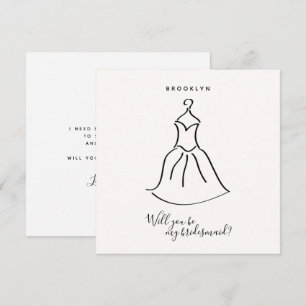 Tarjeta de propuesta de dama de honor sencilla