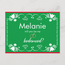 Tarjeta de propuesta de dama de honor verde Papel 