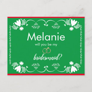 Tarjeta de propuesta de dama de honor verde Papel 