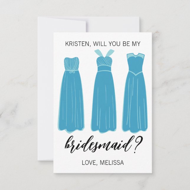 Tarjeta de propuesta de dama de honor, vestidos az (Anverso)