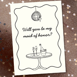 Tarjeta de propuesta de doncella de honor de moda 