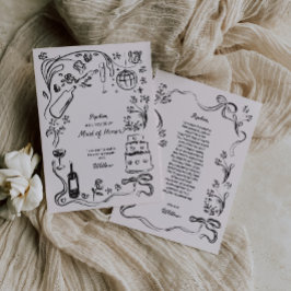 Tarjeta de propuesta de doncella de honor dibujada