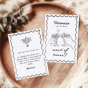Tarjeta de propuesta de doncella de honor dibujada