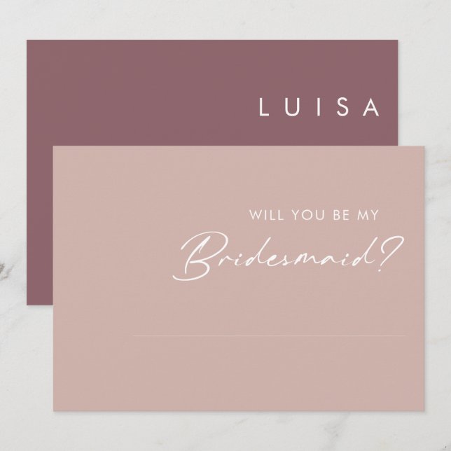 Tarjeta de propuesta de Dusty Boho Rosa y Purple b (Anverso / Reverso)