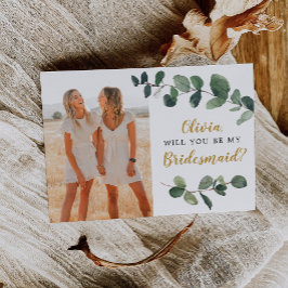Tarjeta de propuesta de Eucalyptus Bridesmaid