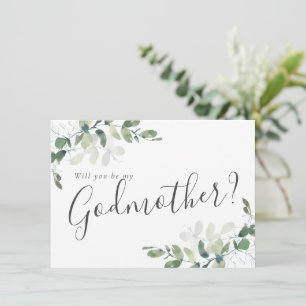 Tarjeta de propuesta de Eucalyptus Godparent moda