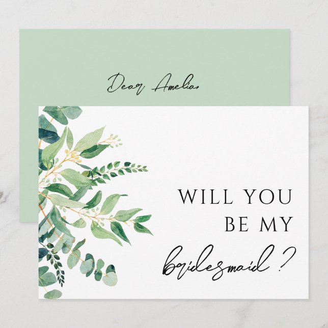 Tarjeta de propuesta de Eucalyptus Greenery Brides (Anverso / Reverso)