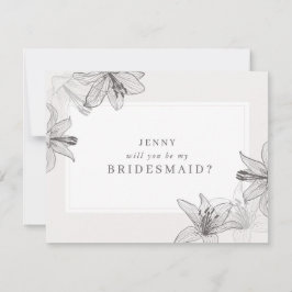 Tarjeta de propuesta de Floral Lilies Bridesmaid