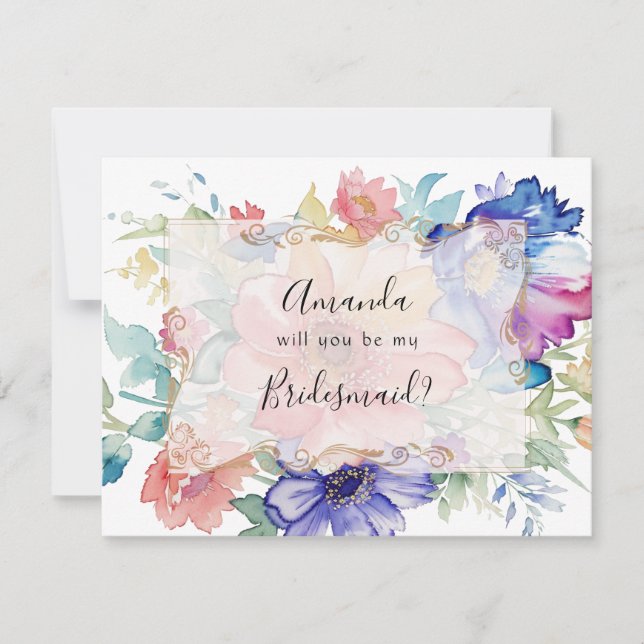 Tarjeta de propuesta de flores vibrantes Boho (Anverso)