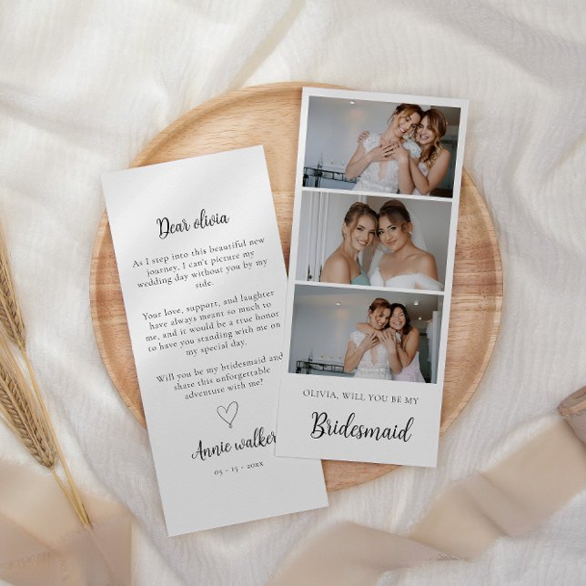 Tarjeta de propuesta de foto de Bridesmaid Strip 3 (Bridesmaid Photo Strip 3 Pictures Proposal Card)