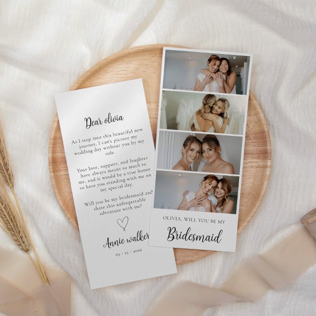Tarjeta de propuesta de foto de Bridesmaid Strip 4 (Bridesmaid Photo Strip 4 Pictures Proposal Card)