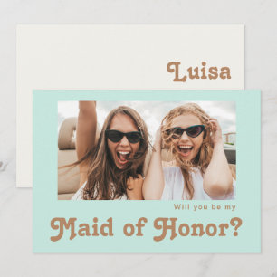 Tarjeta de propuesta de foto de Retro Beach Aqua