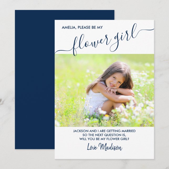 Tarjeta de propuesta de foto para niñas de flores  (Anverso / Reverso)