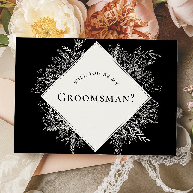 Tarjeta de propuesta de Groomsman de verde negro y (Subido por el creador)