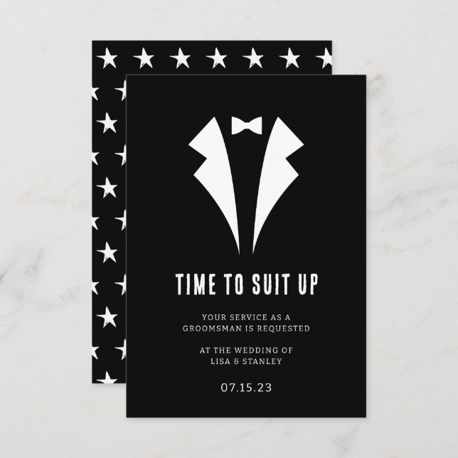 Tarjeta de propuesta de Groomsman minimalista de m (Anverso / Reverso)