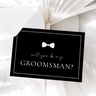Tarjeta de propuesta de Groomsman negro