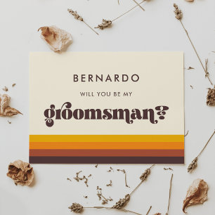 Tarjeta de propuesta de Groomsman retro 60